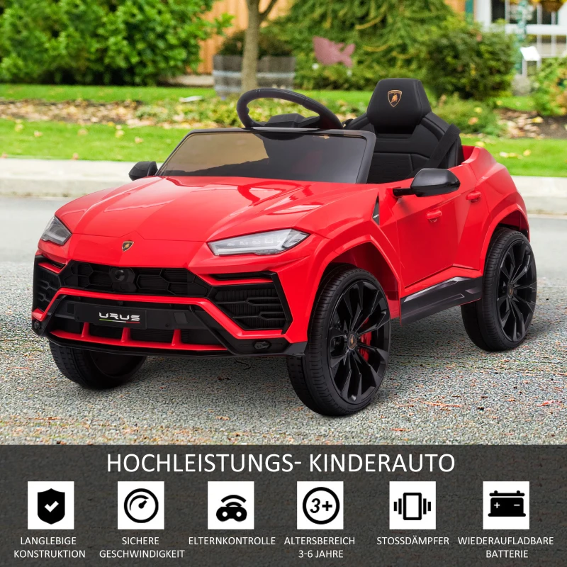 HOMCOM Kinderfahrzeug Elektroauto Sicherheitsgurt Fernbedienung MP3 3–6 Jahre PP Rot 102 x 65,4 x 52,6 cm