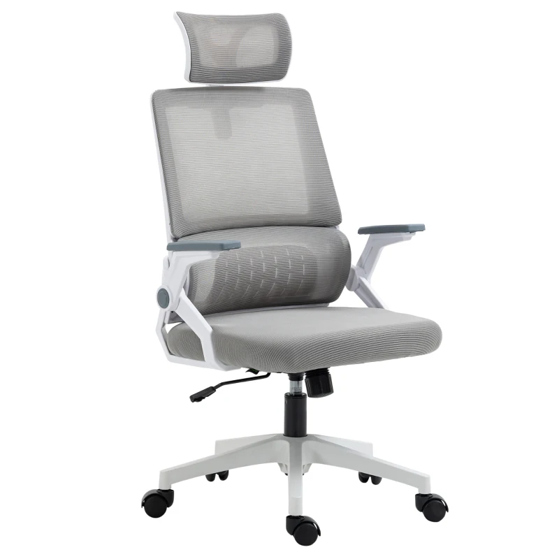 Vinsetto Silla de Oficina de Malla Silla de Escritorio Giratoria Altura y Reposacabezas Ajustable 58x61x102-119 cm Gris(m-12)