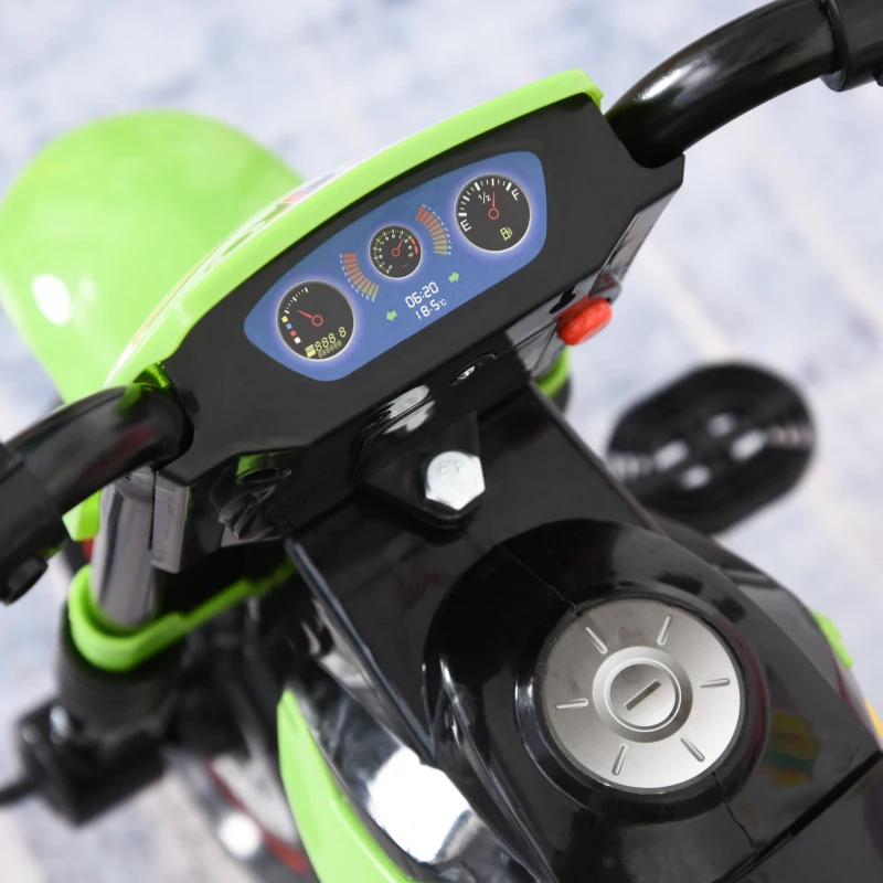 HOMCOM Tricycle Enfants Moto Cross Effets musicaux et Lumineux Coffre Rangement Vert(m-8)