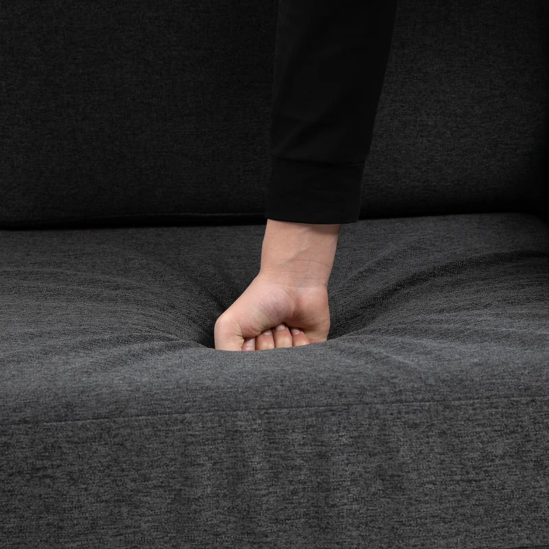 HOMCOM Canapé 2 Places Design scandinave dim. 141L x 70l x 78H cm Pieds Bois Massif Tissu Lin Gris foncé