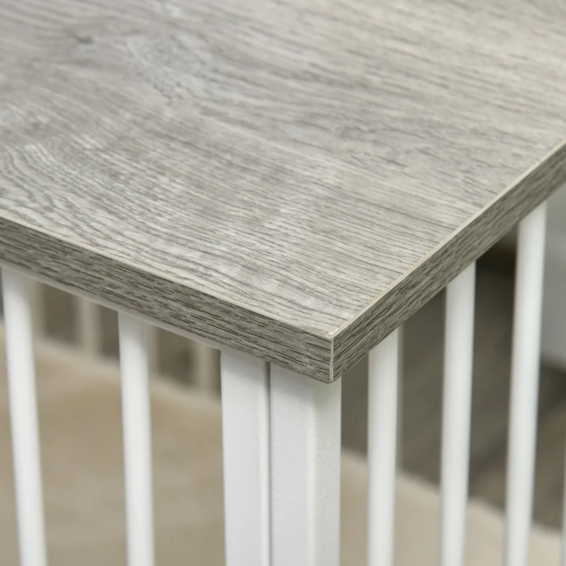 PawHut Jaula para Perros con Encimera 86x60x70 cm Mesa con Perrera con Rejilla de Acero y Puerta con Pestillo Blanco