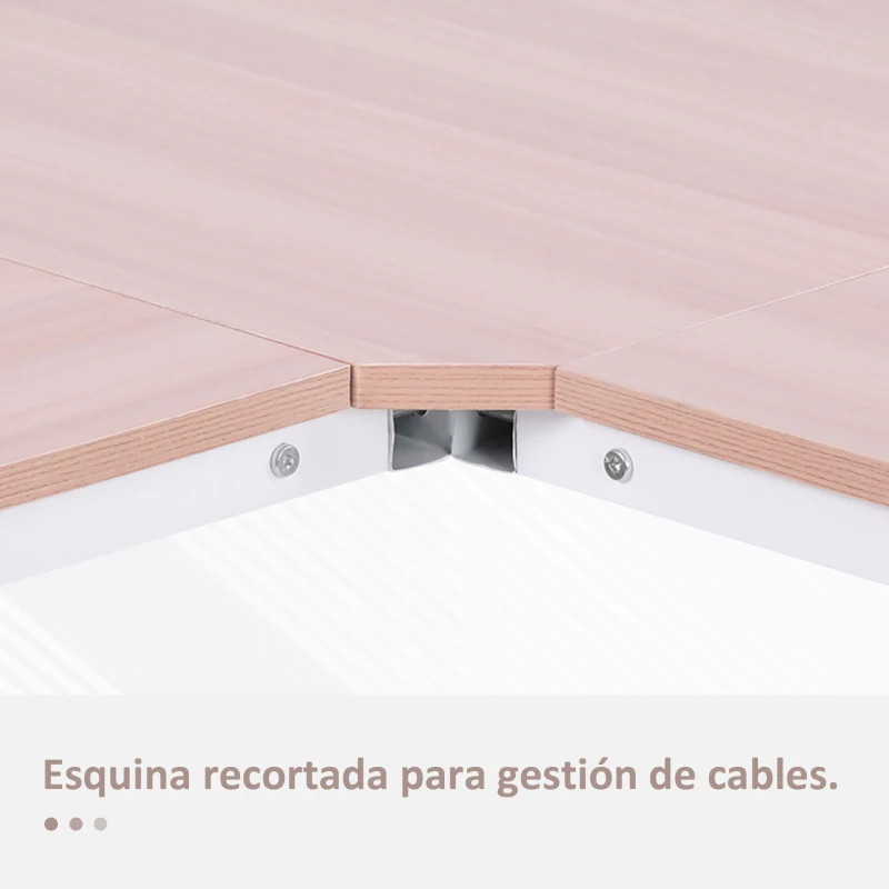 HOMCOM Escritorio Esquinero Moderno con Marco de Acero Carga 70 kg para Oficina Hogar Estudio 150x150x76 cm Roble