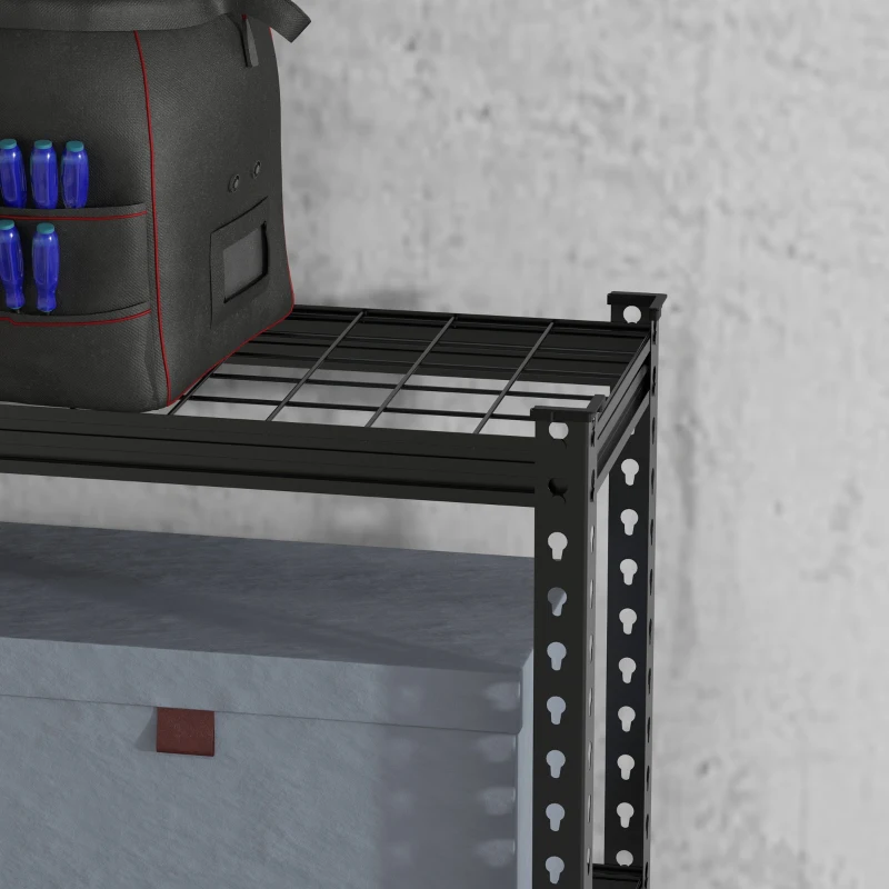 HOMCOM Estantería Almacenamiento de 5 Niveles Estantería de Garaje de Acero Carga 750 kg Estantes Ajustables 90x30x182 cm Negro