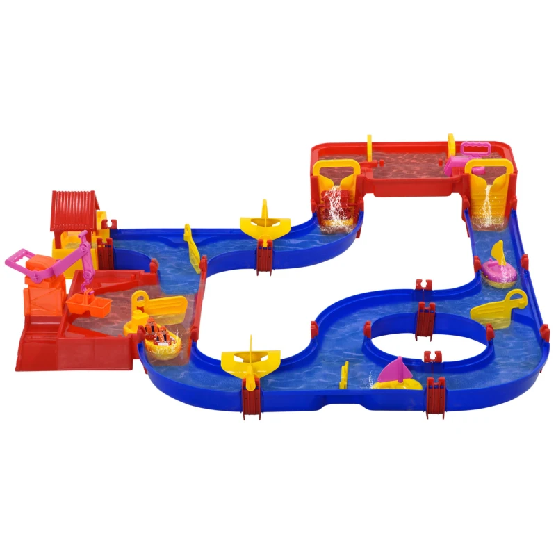 HOMCOM Playset Acquatico 78 Pezzi con Acqua e Sabbia per Bambini 3-6 Anni, 123x111x7cm, Blu e Rosso