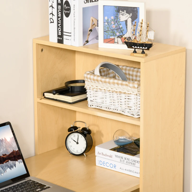 HOMCOM Scrivania Computer con Libreria Salvaspazio, Tavolo da Pranzo per Ufficio e Studio in Truciolato 120x55x120 cm