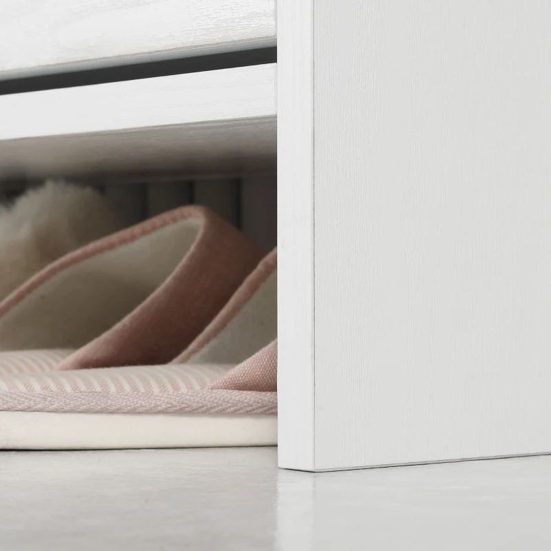 HOMCOM Schuhschrank mit 3 Kippfächern, 12 Paar Schuhe, verstellbare Einlegeböden, Natur + Weiß