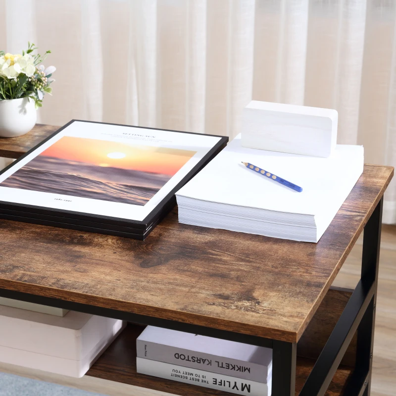 HOMCOM Tavolo da Disegno Inclinabile su 15 Livelli da 0-70°, Scrivania per Camera e Ufficio in Stile Industriale, 120x60x75cm, Marrone