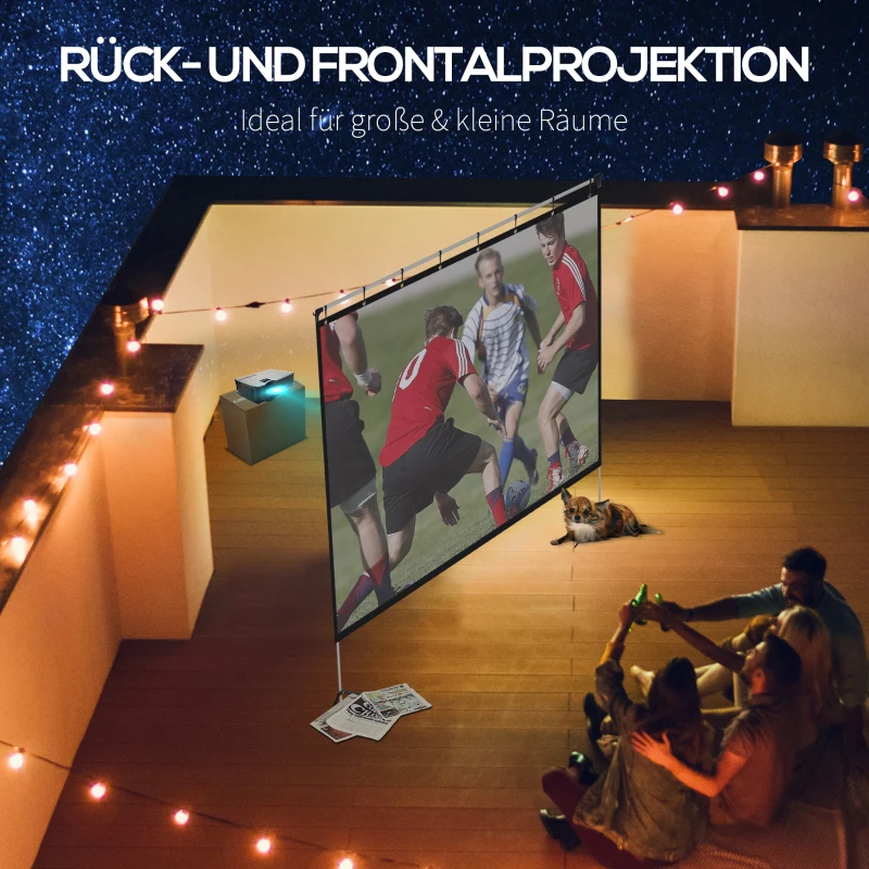 HOMCOM Projektionsleinwand Filmleinwand 295 x 41,5 x 212 cm Kunststoff Weiß