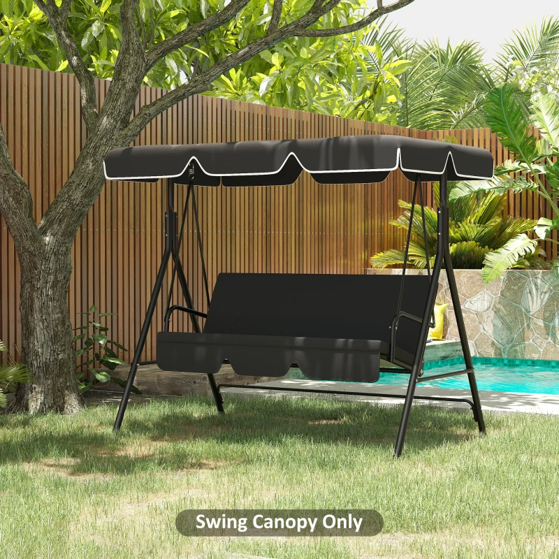 Outsunny 2/3 Seater Garden Swing Canopy Replacement Cover, UV50+ Sun Shade (Canopy Only), Black
