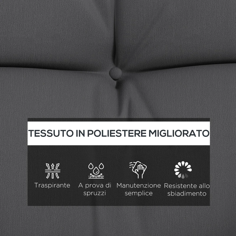 Outsunny Set 4 Cuscini da Giardino per Schienale e Seduta con Imbottitura, in Poliestere, Grigio Carbone