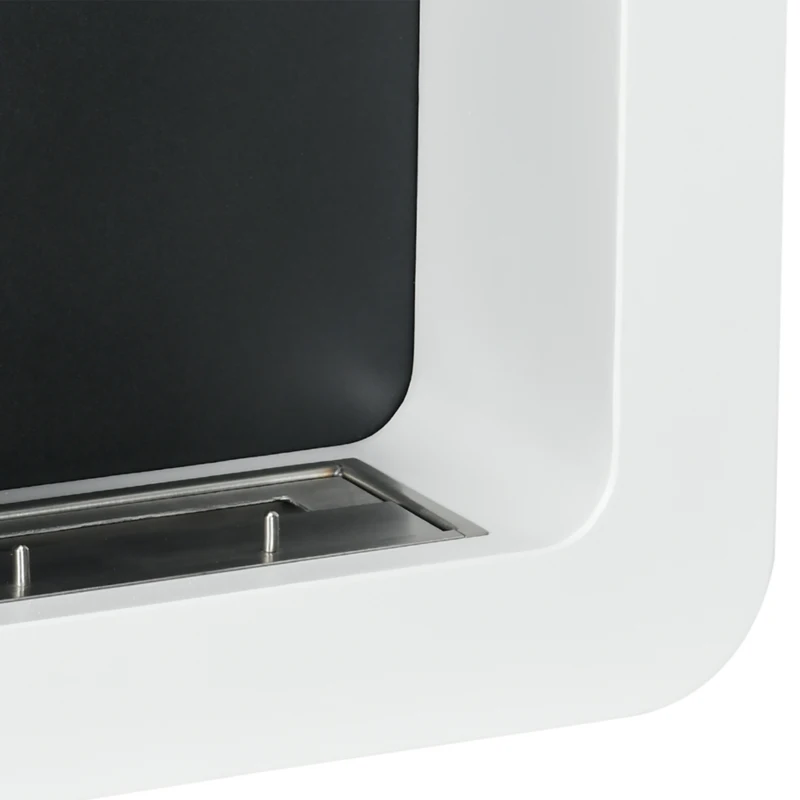 HOMCOM Camino Bioetanolo a Parete in Metallo da 2.5h di Combustione con Serbatoio 1.5L e Copertura 20m², 48x18x48 cm, Bianco