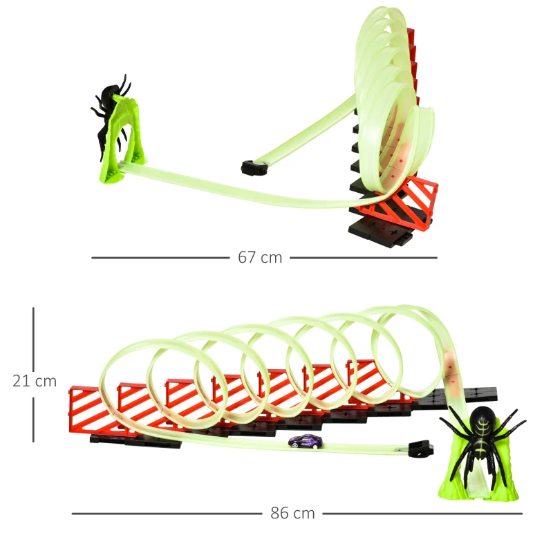 HOMCOM Pista per Macchinine con Effetti Luminosi e Automobilina, per Bambini da 3-6 Anni, 86x67x21cm