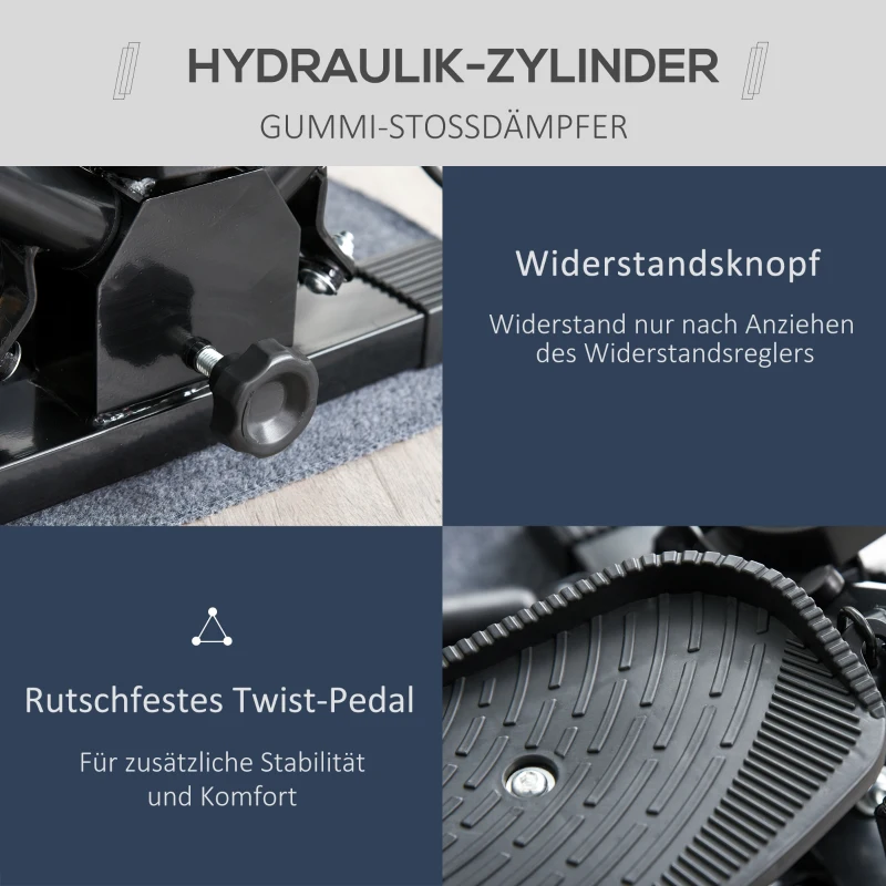 HOMCOM Mini Stepper Sidestepper Fitness Heimtrainer inkl. Trainingsbänder schwarz