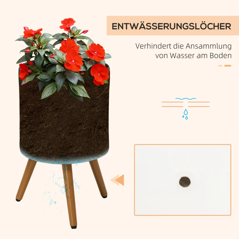 Outsunny 2er-Set Pflanzenständer, wetterbeständig, abnehmbare Beine, 31 cm x 31 cm x 55 cm, Schwarz