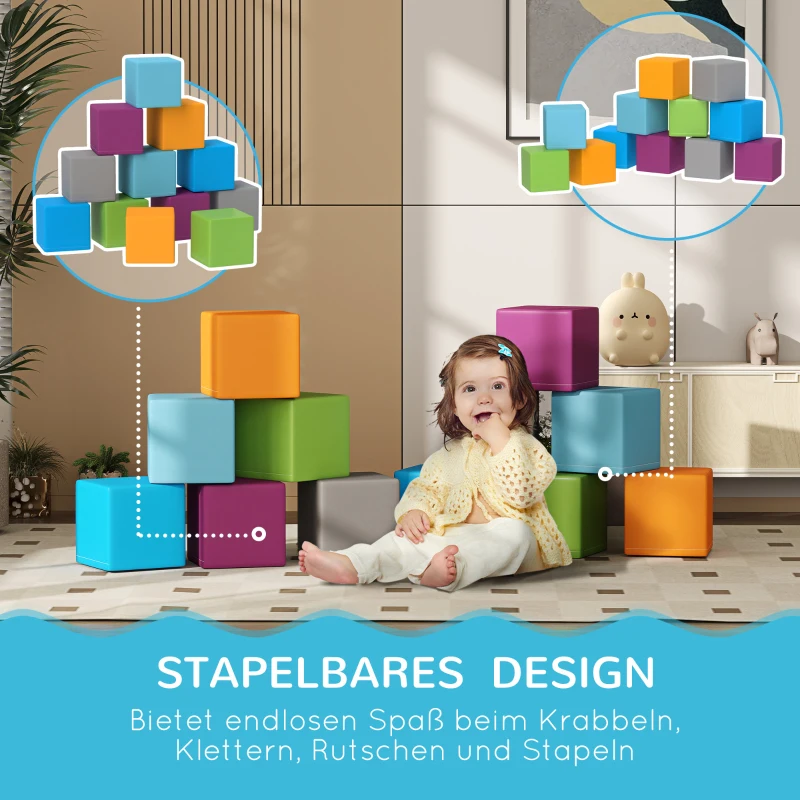 HOMCOM Kletter- und Krabbelspielzeug für Kinder, weicher EPE-Schaumstoff, 20x20x20 cm, Mehrfarbig, 1-3 Jahre(m-5)