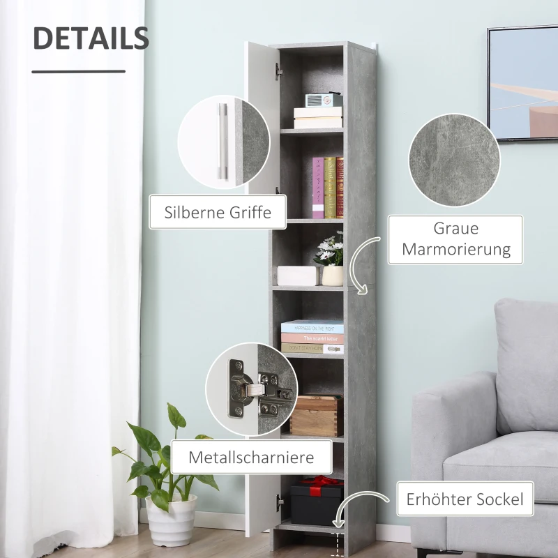 kleankin Badezimmerschrank Hochschrank Badschrank Multifunktionsschrank mit 6 Fächer 2 Türen Spanplatte Weiß 30 x 30 x 180 cm