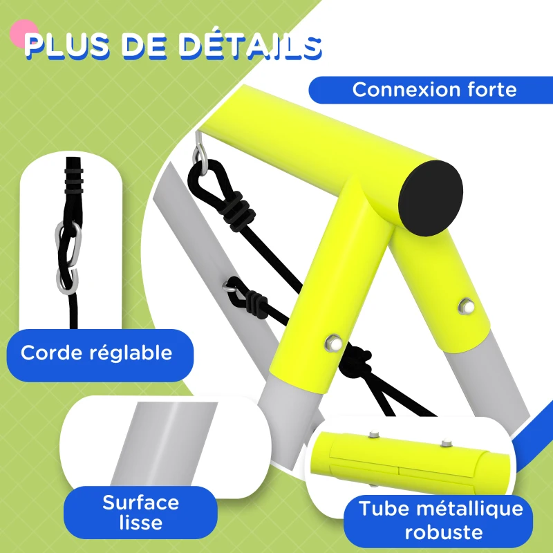 Outsunny 4 en 1 balançoire portique pour enfant avec 2 siège de balançoire échelle grimpeuse et filet d'escalade vert