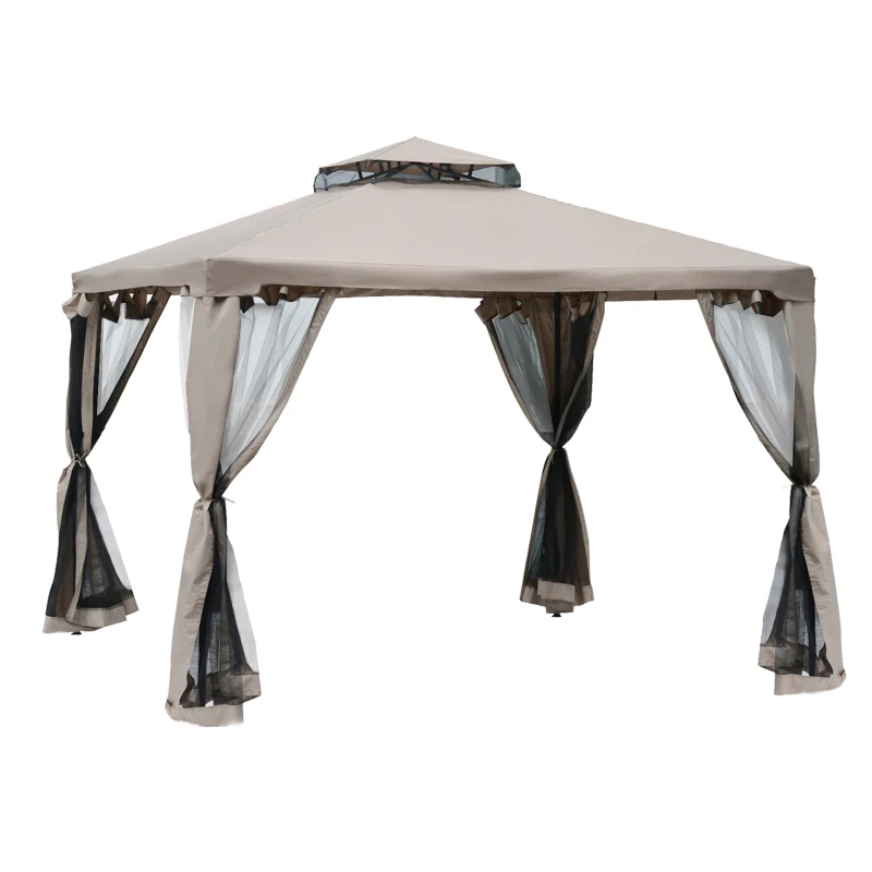 Outsunny Gartenpavillon Pavillon Gartenzelt Festzelt Partyzelt mit 4 x Seitenwand wetterfest Metall + Polyester Grau 2,94 x 2,94 x 2,65 m