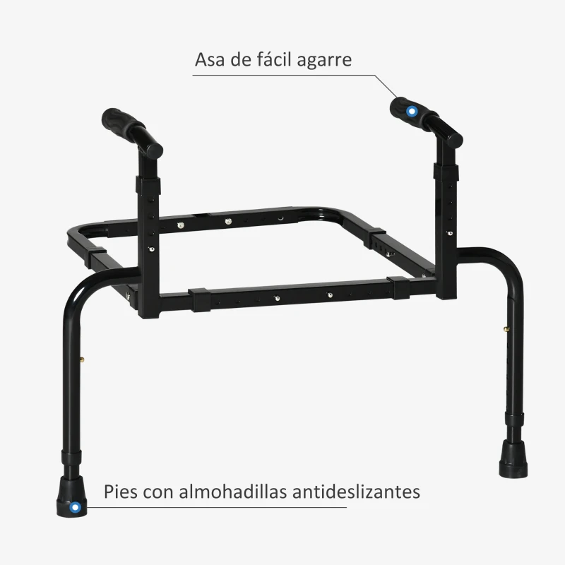 HOMCOM Barandilla Asidero de Sofá para Levantarse con Altura y Ancho Ajustable para Mayores 72,5-90,5x51-59x57-77 cm Negro