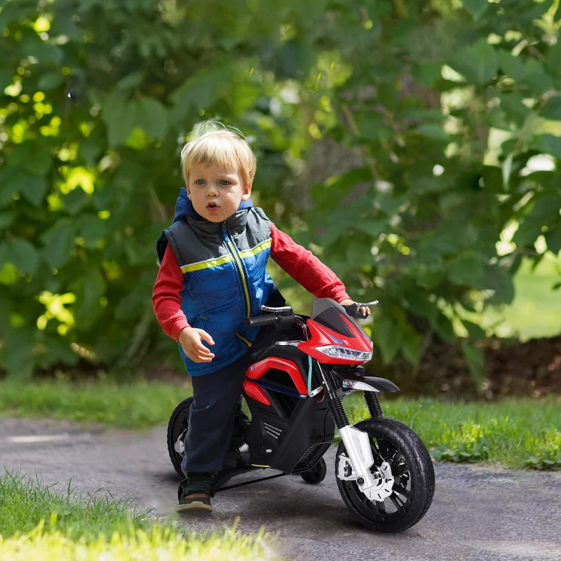 HOMCOM Kids Electric Motorbike 6V Ride On Battery Powered Motorcycle w/ Lights Music Forward Brake for 3-8 Years Old Red