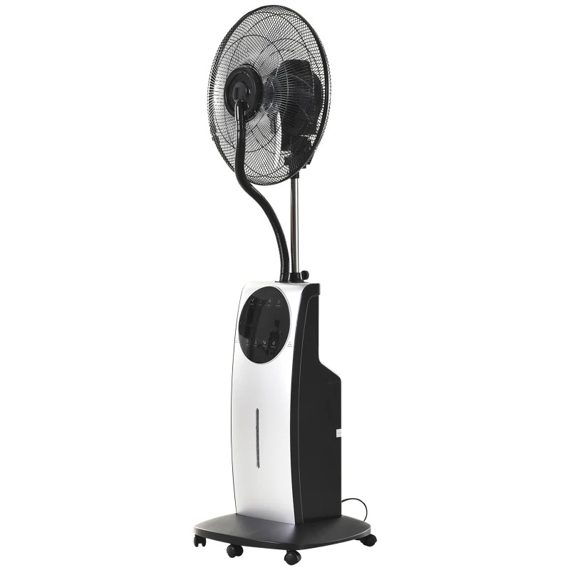 HOMCOM Ventilatore Oscillante con Nebulizzatore Deumidificatore e Telecomando 3 Modalità e Timer 12h Ф44.5cm x 135cm