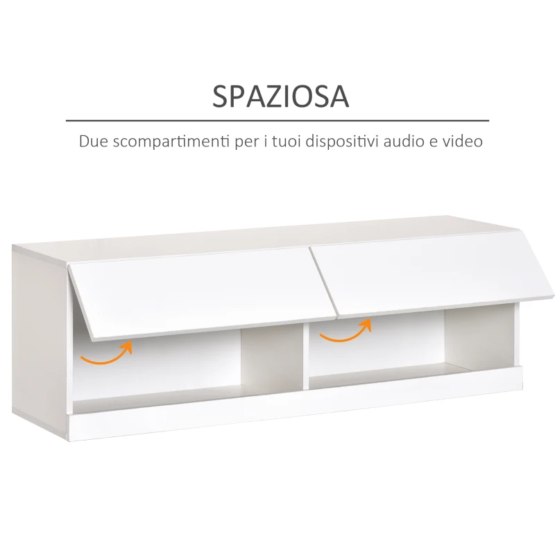 HOMCOM Mobile TV Sospeso in Legno, Mobile Porta TV Moderno con Luci LED di 20 Colori, per TV Max. 42", Bianco Lucido, 120x35x40.5cm