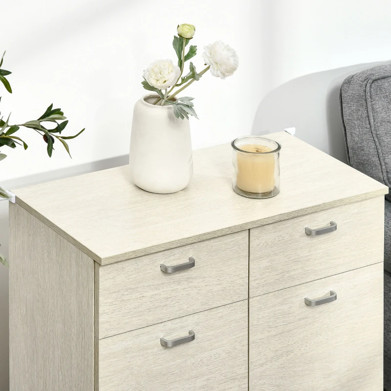 HOMCOM Armario Auxiliar de Baño con 2 Cajones Aparador Auxiliar de Almacenaje para Cocina 68x34x80 cm Madera Natural