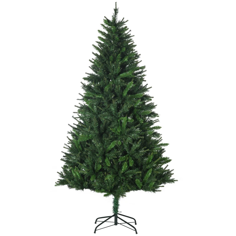 HOMCOM Albero di Natale Artificiale 180cm con 786 Rami, 2 Sezioni e Base in Metallo, Verde