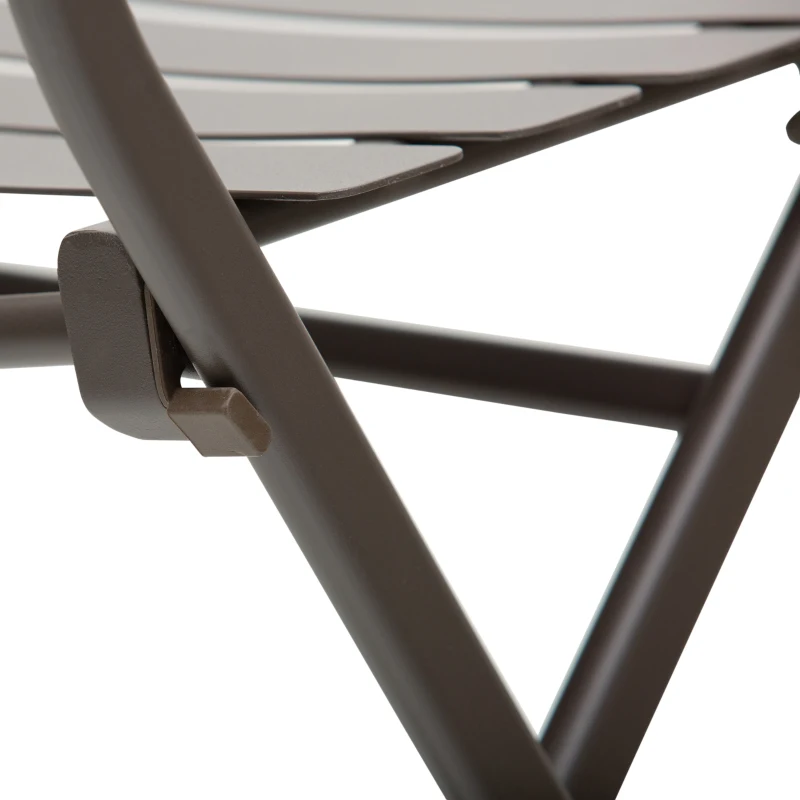 Outsunny Tavolino con Sedie da Giardino Pieghevoli in Acciaio Marrone, Set 3 Pz per Balcone, Terrazzo, Esterno