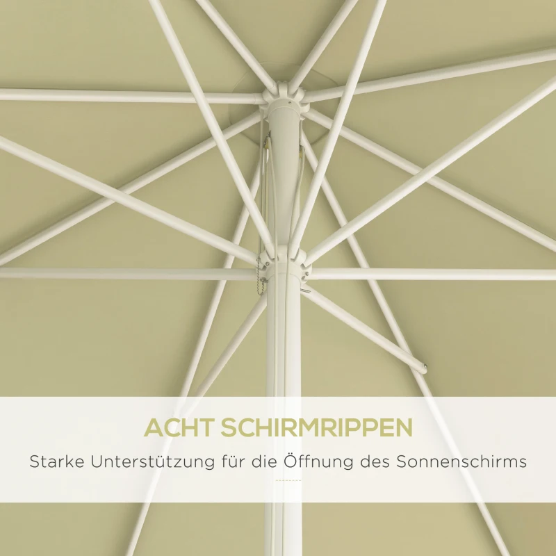Outsunny Gartenschirm, Sonnenschirm, Seilzug, höhenverstellbar, Aluminiumgestell, 2,5 x 2,5 x 2,5m, Beige/Weiß
