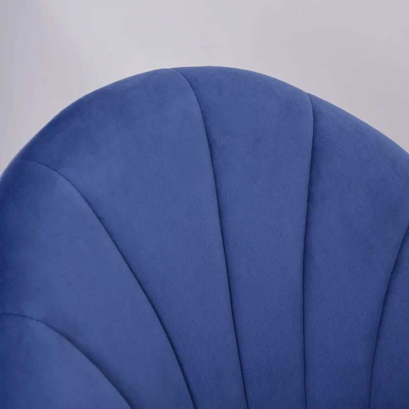 HOMCOM Lot de 2 chaises Velours Bleu Pieds métal Noir dim. 52L x 54l x 79H cm