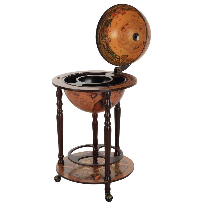 HOMCOM Globe Shaped Retro Style Bar Cabinet Wine Alcohol Storage Trolley Glass Bottle Holder 36CM