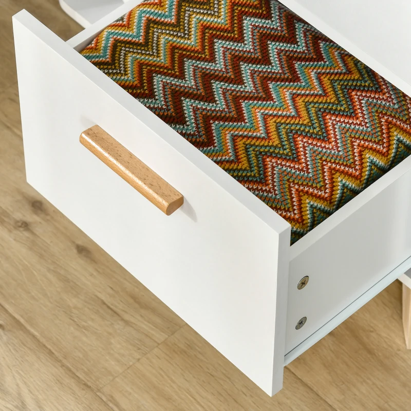 HOMCOM Sideboard Kommode Schrank mit 3 offenen Ablagen Schubladen Aufbewahrungsschrank Mehrzweckschrank für Wohnzimmer Schlafzimmer Weiß+Natur 60 x 40 x 100 cm