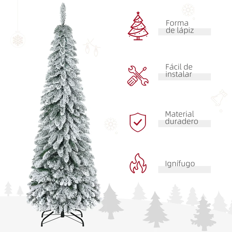 HOMCOM Árbol de Navidad Artificial 180 cm Árbol de Navidad Nevado con 523 Ramas Soporte de Acero Plegable Verde