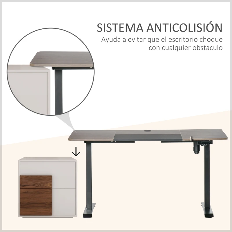 Vinsetto Escritorio Eléctrico con Altura Ajustable y 4 Teclas de Memoria para Oficina Hogar 140x70x72-116 cm Negro y Teca