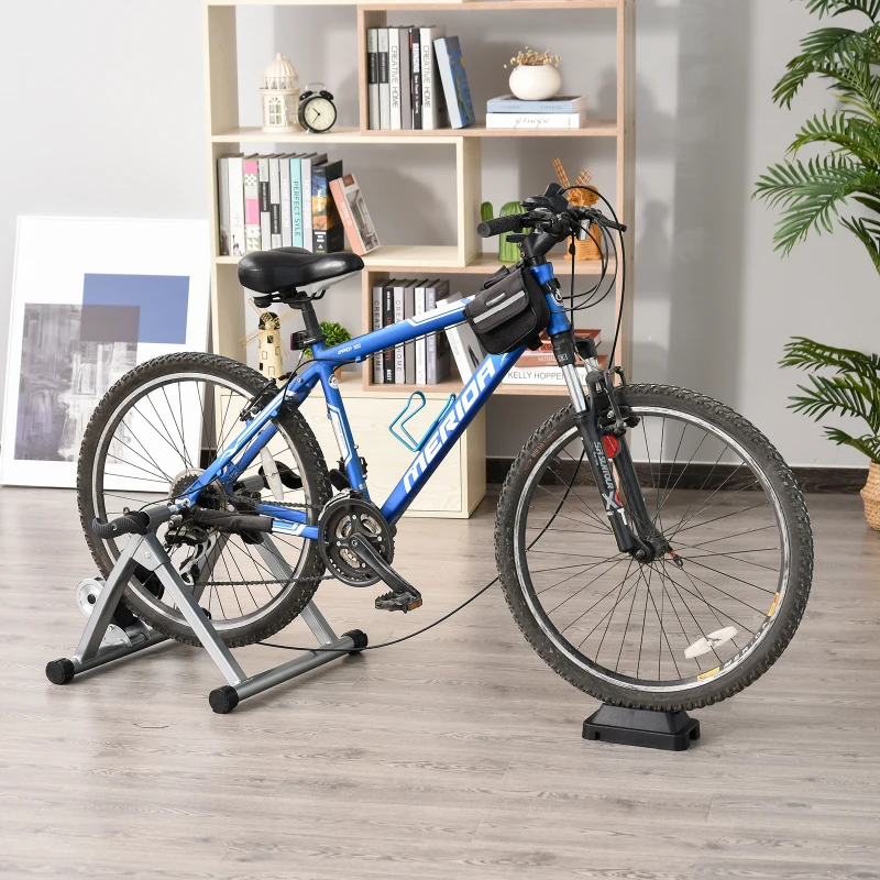 HOMCOM Rullo Bicicletta Allenamento a Magnetico Pieghevole, Rulli per Bici da Corsa in Acciaio, Trainer per Bici da 26"-28" e 700C, 54.5x47.2x39.1cm