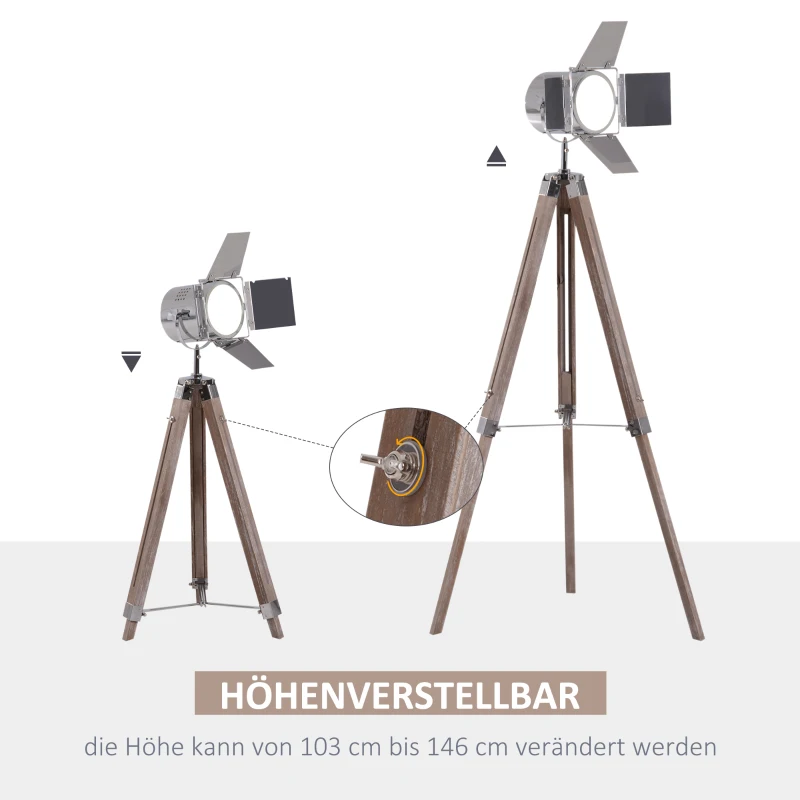 HOMCOM Stehleuchte Stehlampe Leselampe Standleuchte höhenverstellbar DreiBein E14 L65 x B65 cm