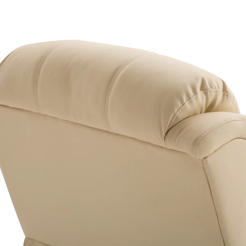 HOMCOM Poltrona Relax Reclinabile Beige con 8 Punti Massaggianti, Riscaldanti e Poggiapiedi, 97x92X104 cm