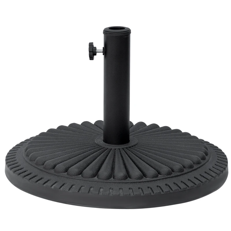 Outsunny Base per Ombrellone Rotonda in HDPE da 14kg per Pali da Ф35-38-48mm, Ø49x32A cm, Nero