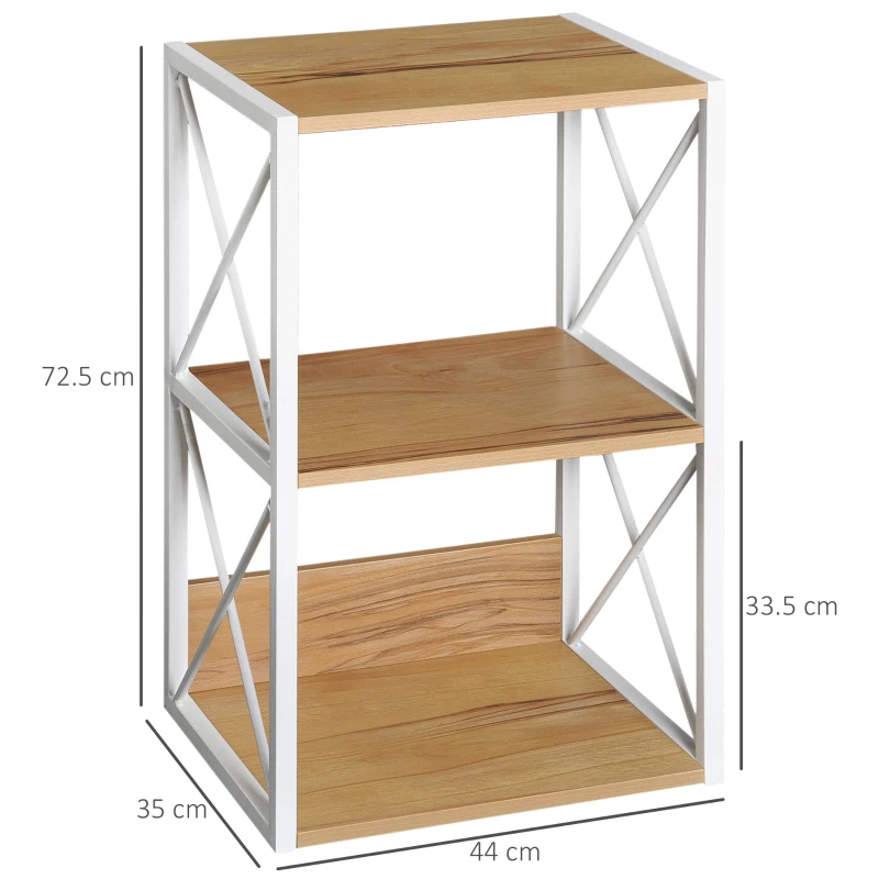 HOMCOM Mobiletto Scaffale per Soggiorno Cucina, Bagno 3 Ripiani Salvaspazio Legno 40x35x72.5cm