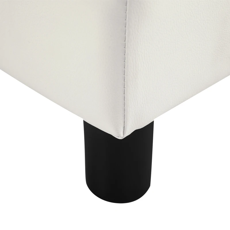 HOMCOM Poggiapiedi Rettangolare Imbottito e Rivestito in Finta Pelle Bianca, per Soggiorno e Ingresso, 40x30x24 cm