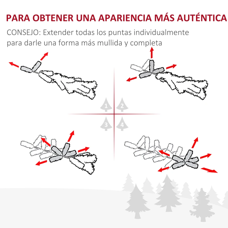 HOMCOM Árbol de Navidad Artificial Árbol con Soporte 210cm 865 Ramas Verde