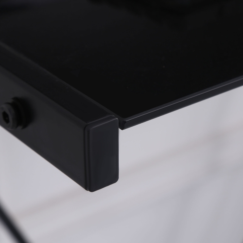 HOMCOM Escritorio Mesa de Ordenador 80x50x75 cm con Encimera de Vidrio Templado y Patas de Metal Carga 80 kg Estilo Moderno para Oficina Estudio Dormitorio Negro