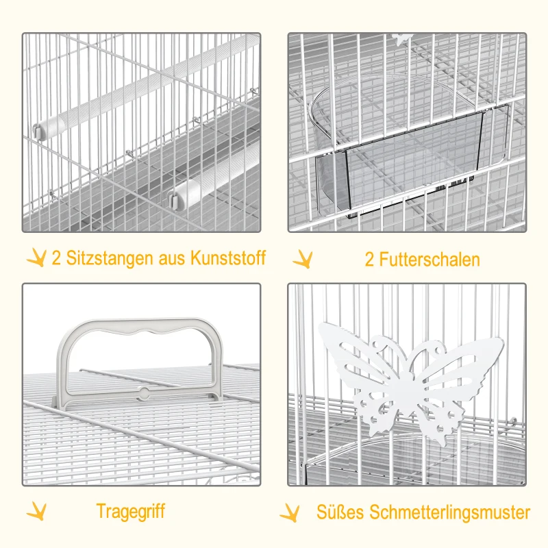 PawHut Vogelkäfig Vogelbauer Vogelvoliere Käfig Bauer Vogelhaus Vogel Sitzstange 60 cm x 41 cm x 41 cm