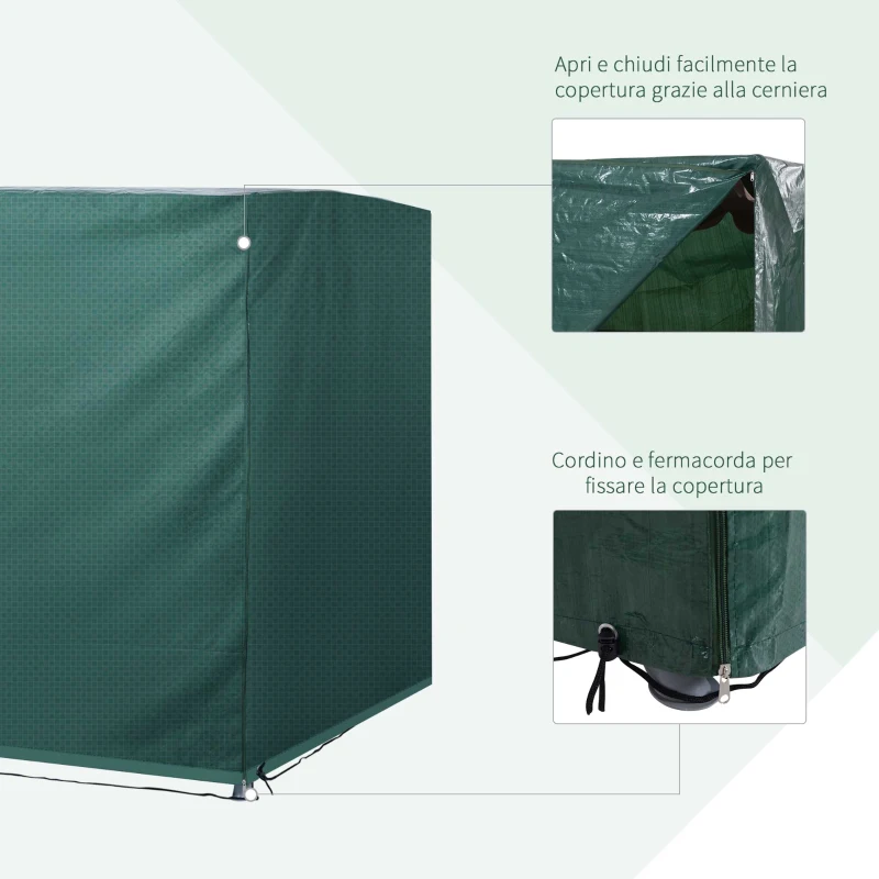 Outsunny Copertura per Dondolo da Giardino Impermeabile Anti UV Anti Muffa con Fissaggio PE 215x155x150cm Verde