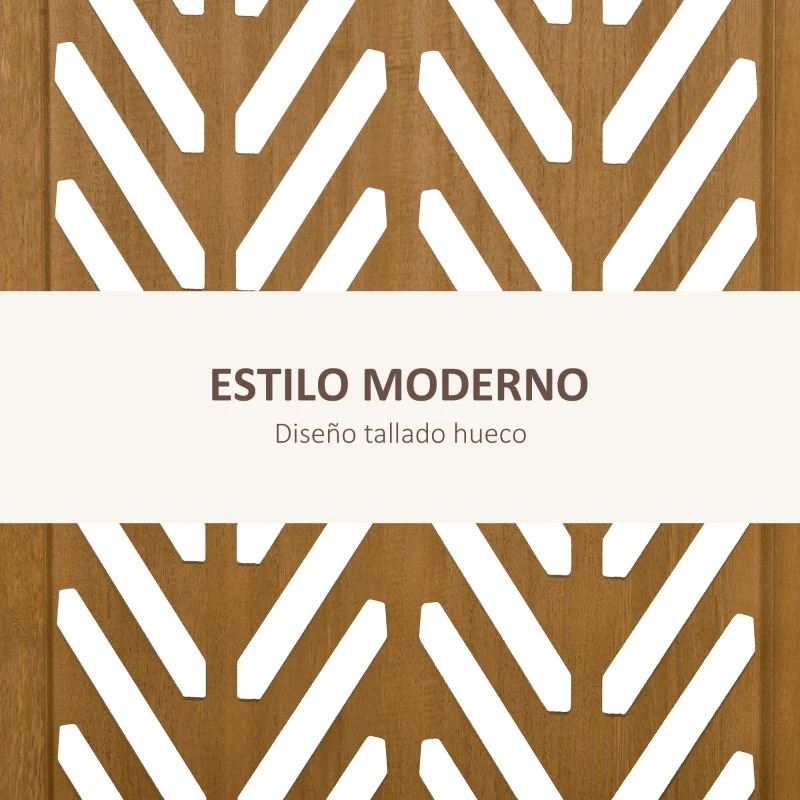 HOMCOM Separador de Ambientes Plegable de 4 Paneles 160x1,7x170 cm Biombo de Madera con Patrones Geométricos Natural