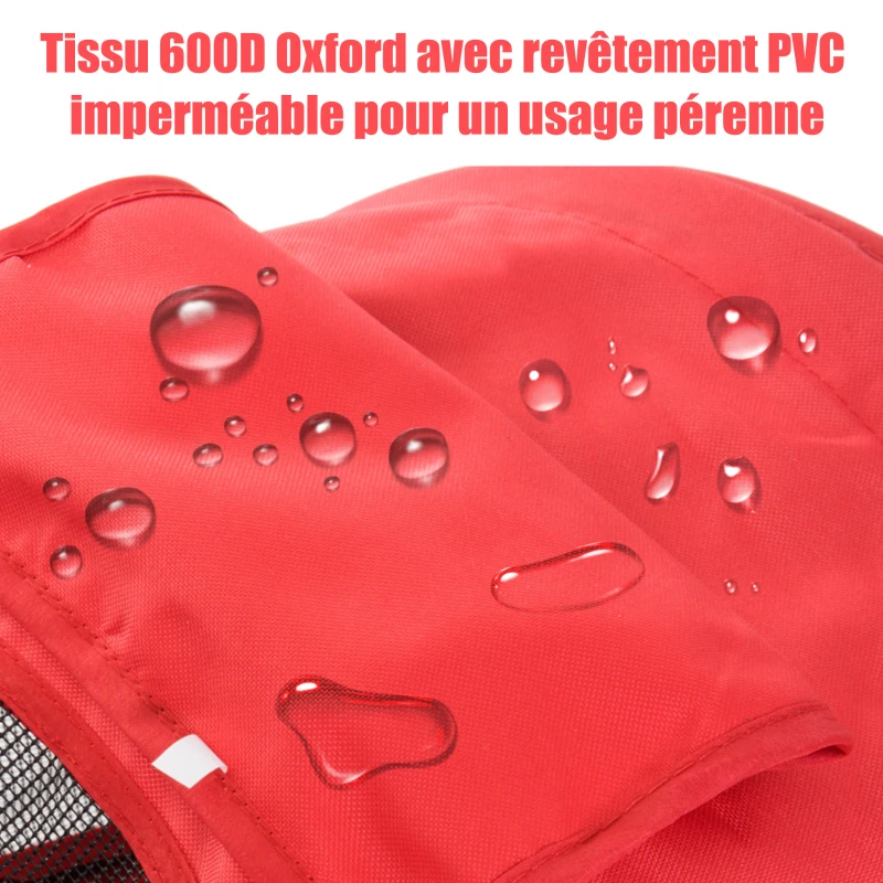 PawHut Poussette buggy pour chiens 75L x 46l x 94H cm pliable imperméable tissu 600D Oxford 4 roues rouge