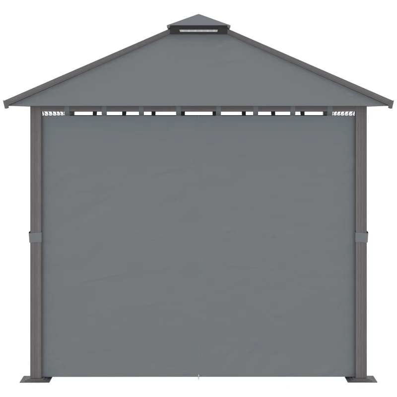Outsunny Tonnelle de jardin pour terrasse avec 4 parois latérales double toit protection solaire 3 x 3 m gris