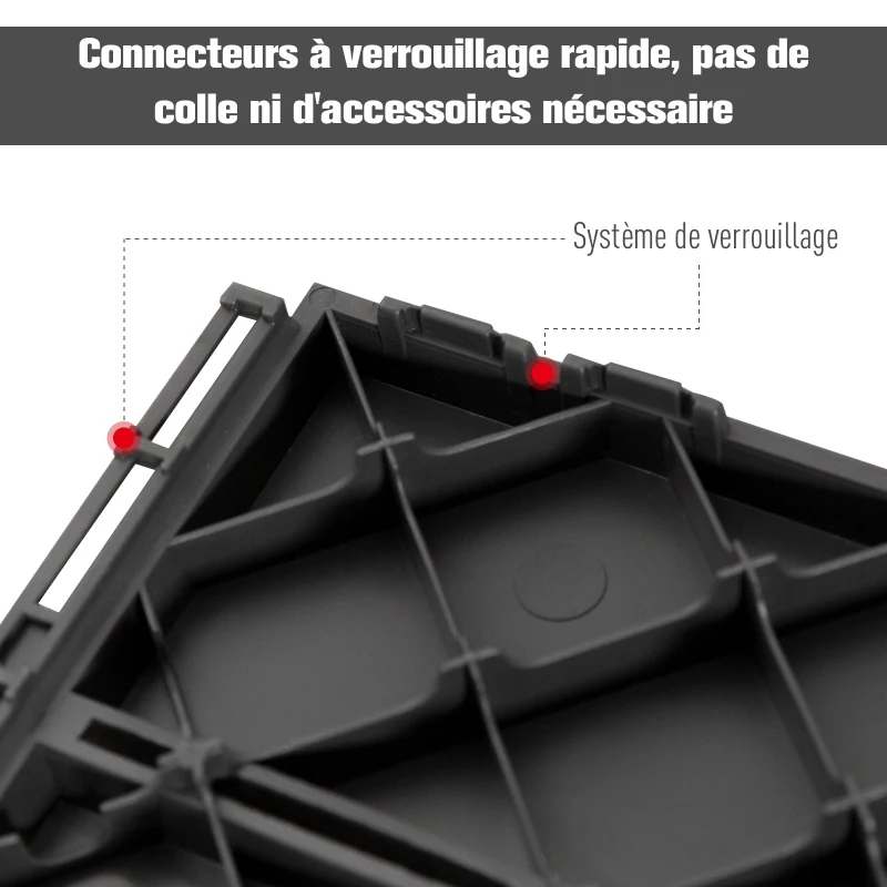 Outsunny Caillebotis - Dalles terrasse - Lot de 9 - emboîtables, Installation très Simple - Petits Carreaux Composite Plastique Imitation Bois Noir