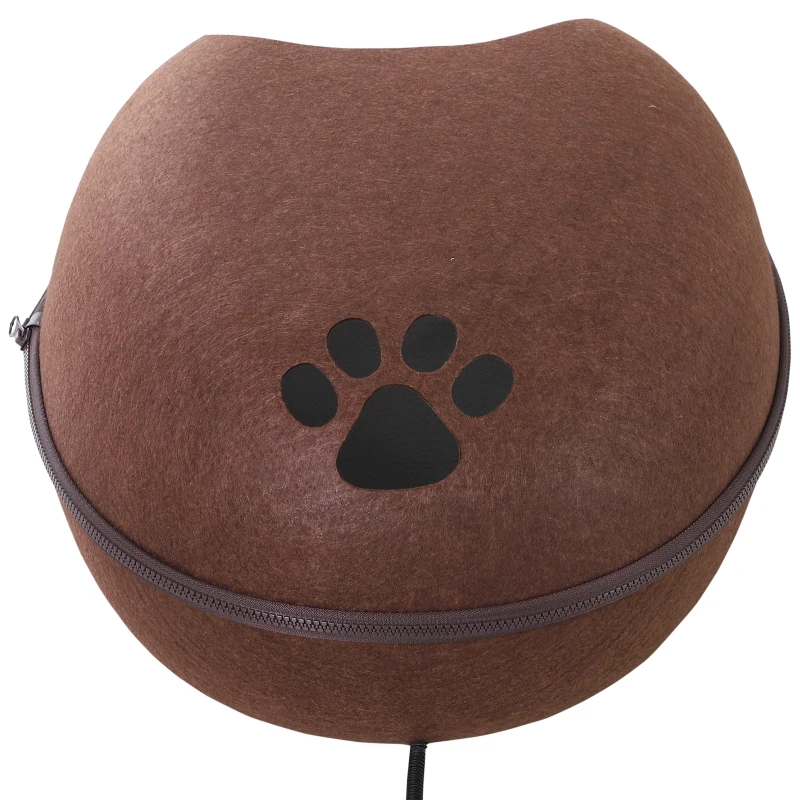PawHut Cueva Gato Cama para Gato de Forma de Cáscara Semi-Cerrado Casa para Gatos Interior Desmontable Fieltro 47x38x24cm